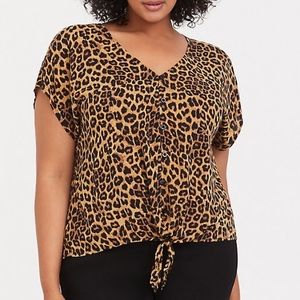 Torrid leopard tie-front blouse 1x 14-16 NWT!